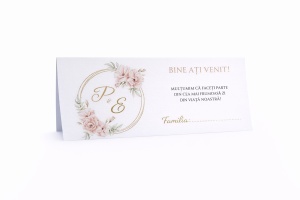 Plic pentru bani nuntă floral peach elegant cu inițiale – plic de bani/dar personalizat premium