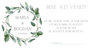 Plic de bani/dar pentru nunta cu design eucalipt verde elegant si stil minimalist
