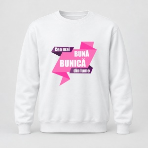 Pulover personalizat Cea mai buna bunica din lume, model mov