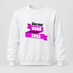 Pulover personalizat Cea mai buna soră, model mov