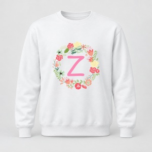 Pulover personalizat Cu initiala numelui, colectia flori, roz, femei, litera Z
