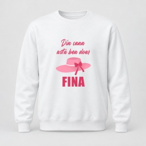 Pulover personalizat Din cana asta bea doar fina, roz