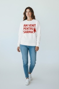 Pulover roșu de Crăciun – „Am venit pentru sarmale” – model amuzant, unisex