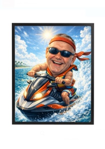 Ramă Foto Caricatură Jet Ski Personalizată – Cadou Amuzant pentru Iubitorii de Sporturi Acvatice