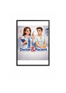 Ramă Foto Caricatură Personalizată pentru Cuplu – Doctor și Pacient