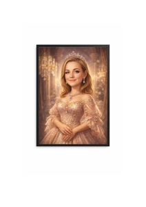 Ramă Foto Caricatură Prințesă Elegantă – Tablou Caricatură Personalizat pentru Ea