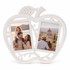 Ramă foto colaj Măr decorativ, alb – 2 fotografii incluse