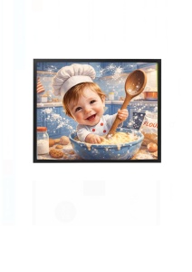 Ramă foto personalizată bebeluș bucătar – cadou nou născut cu poză și mesaj