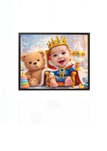 Ramă foto personalizată botez băiețel – cadou prinț cu poză și mesaj special