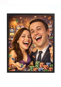 Rama foto personalizata cu poza – cadou cuplu distractie casino, aniversare sau noroc