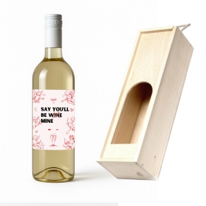 Cadou Valentine’s Day: vin personalizat cu mesaj jucăuș și ambalaj premium
