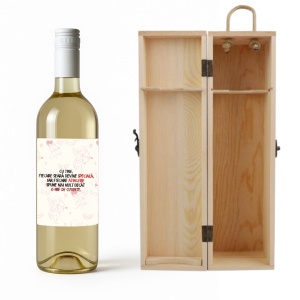 Sticlă de Vin Roșu Personalizată cu Mesaj Romantic și Cutie din Lemn – Valentine’s Day