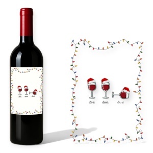 Sticlă Personalizată Crăciun „Drink. Drank. Drunk.” – Cadou Amuzant pentru Sărbători