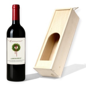 Design cu coroniță verde pentru o sticlă personalizată de Crăciun – ideală pentru cadouri premium.