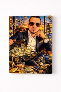 Tablou Canvas Caricatură Boss Miliardar – Cadou Personalizat Funny pentru Bărbați