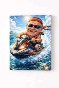 Tablou Canvas Caricatură Jet Ski Personalizată – Cadou pentru Pasionații de Sporturi Nautice