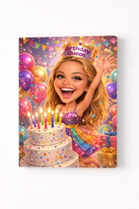 Tablou Canvas Personalizat – Birthday Queen | Caricatură Aniversare
