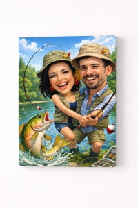 Tablou Canvas Personalizat – Fishing Lover | Caricatură Pescari