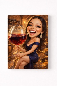 Tablou Canvas Personalizat – Wine Lover Queen | Caricatură Degustare Vin