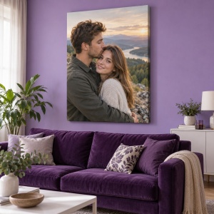 Tablou canvas personalizat cu fotografie de cuplu – exemplu de decor 7