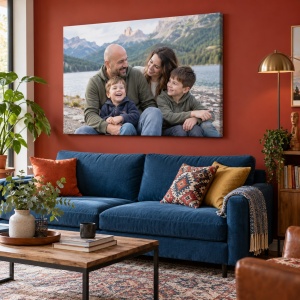 Tablou canvas personalizat cu fotografia familiei – exemplu de decor 9