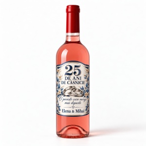 Vin roze personalizat – 25 ani de căsnicie – Nuntă de argint