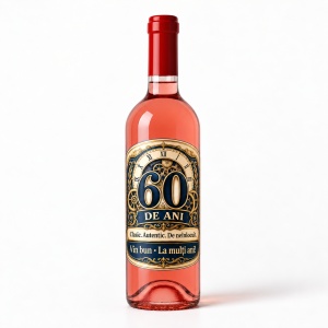 Vin roze personalizat – 60 ani – Clasic. Autentic. De neînlocuit.