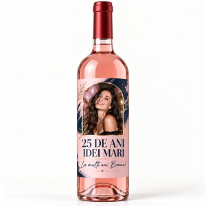 Vin roze personalizat aniversar – 25 de ani – Idei mari | Cu poză