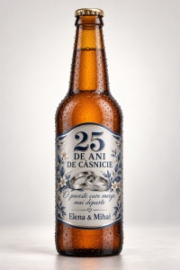Bere personalizată – 25 ani de căsnicie – Nuntă de argint – 330 ml