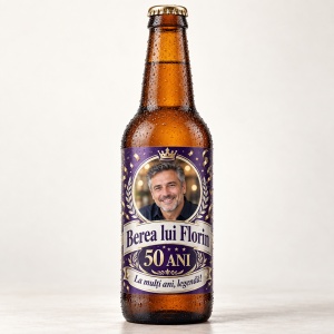 Bere personalizată – 50 ani – La mulți ani, legendă! | Cu poză – 330 ml