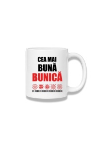 Cană ceramică 380 ml – Cea mai bună bunică – motiv tradițional