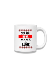 Cană ceramică 380 ml – Cea mai bună mamă din lume – motive roșii