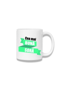 Cană ceramică 380 ml – Cea mai bună soră – panglică verde