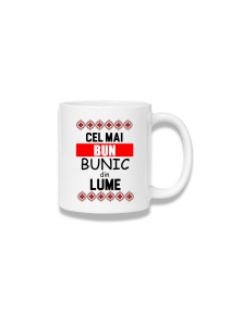 Cană ceramică 380 ml – Cel mai bun bunic din lume – motive roșii