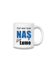 Cană ceramică 380 ml – Cel mai bun naș din lume – text albastru