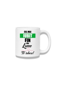 Cană ceramică 380 ml – Cel mai iubit fin din lume – Te iubesc