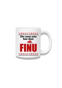 Cană ceramică 380 ml – Din cana asta bea doar finu – motive roșii