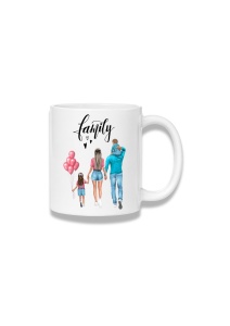 Cană ceramică 380 ml – Family – familie cu baloane