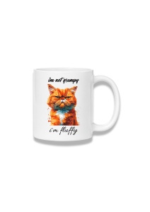 Cană ceramică 380 ml – I'm Not Grumpy, I'm Fluffy – pisică portocalie