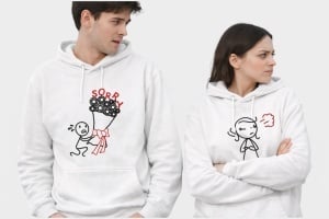 Hanorace personalizate pentru cupluri „Sorry” – Valentine’s Day