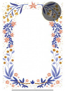 Invitație Botez B156 - Chenar Floral Folk Corai pe Fundal Alb