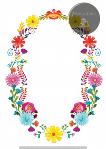 Invitație Botez B275 - Coroniță Florală Colorată pe Alb