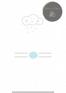 Invitație Botez B305 - Norișor Zâmbitor Bleu Minimalist
