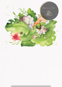 Invitație Botez B355 - Frunză Tropicală cu Animăluțe