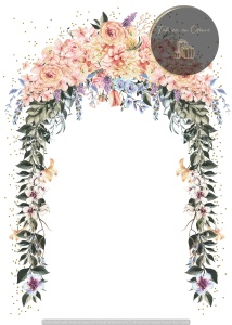 Invitație nuntă arc floral colorat