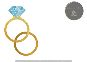 Invitație nuntă cu două verighete și diamant albastru
