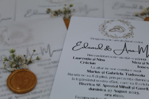 Invitație nuntă Cu sigiliu auriu flori - Img 4