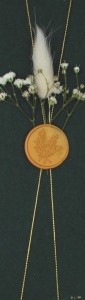 Invitație handmade verde cu foață aurie