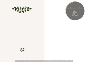 Invitație nuntă minimalistă cu detaliu verde de eucalipt