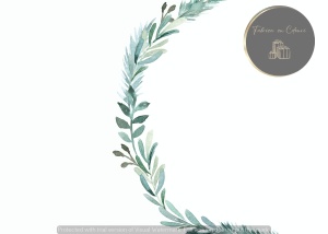 Invitație nuntă minimalistă cu ramură verde